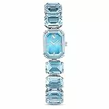 Swarovski Uhr, Blaue Damenuhr mit Edelstahlarmband und Strahlenden Swarovski Kristallen