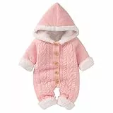 Haokaini Neugeborene Baby Kapuze Strick Strampler Fleece Pullover Wärmer Schneeanzug Overall Overalls Strampler Baby Winter Oberbekleidung für Jungen Mädchen