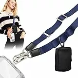 DOMIPHIE Handykette Universal Lanyard mit Tasche - 2In1 Multifunktional Handyband mit Reißverschluss Geldbörse zum Umhängen Umhängen mit Universelles Pad Einstellbar und Abnehmbar Lanyard