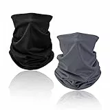 QEEQPF 2 STÜCKE Gesicht Snoods Bandana Stirnband Multifunktionale Kopfbedeckung Hals Gamasche Gesichtsbedeckung Atmungsaktiv UV-Schutz Gesichtswärmer Halsbekleidung (Schwarz + Grau)