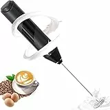 milchaufschäumer elektrisch stab,batteriebetriebene milchschäumer mit mini mixer,milchaufschäumer stab,milchshake schneebesen für lattes,kaffee,cappuccino,heiße schokolade (Schwarz Aa)