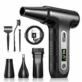 Elektrische Staubgebläse 200000 RPM mit HD‑Display - Air Duster Mini‑Gebläse für PC‑Reinigung mit LED‑Licht, Druckluftspray für Tastatur, Elektronik, Air Blower, W06, Schwarz