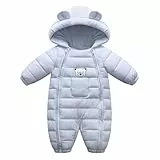 Baby Schneeanzüge Winter Overall Strampler Mit Kapuze Outfits Bär Jungen Mädchen Spielanzug Hellblau 3-6 Monate