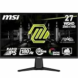 MSI MAG 275QF 27 Zoll WQHD Gaming Monitor - 2560 x 1440 Rapid IPS Panel, 180 Hz / 0.5ms (GtG, Min.),101% sRGB Colour Gamut, Frameless Design, HDR Ready - DisplayPort 1.4, HDMI 2.0b(WQHD@144Hz)