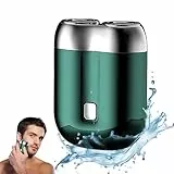 Matame Mini Elektrischer Rasierer Herren, 2 in 1 Wasserdicht Kabellos Rotationsrasierer, Grün