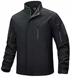 TACVASEN Herren Übergangsjacke Softshell Jacket Atmungsaktiv Winddichte Outdoorjacke Funktionsjacke mit Tasche (L, Schwarz)