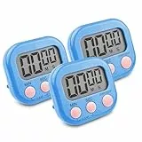 Newaner 3 Stück Timer Digital, Eieruhr, Küchentimer Küche, Kurzzeitwecker Magnetisch, Stoppuhr mit Einklappbarer Ständer, Timer mit Großem LCD-Display für Kochen Backen Sport Studieren, Blau