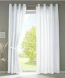 Gardinenbox 2er Set Vorhänge Schal Ösen »Berlin« HxB 225x140 cm Weiß Blickdicht Microsatin Lichtdurchlässig Uni Matt, 20405N2