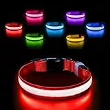 PcEoTllar Leuchthalsband Hund Aufladbar, Hundehalsband Leuchtend Wasserdicht, Blinkend LED Halsband für Hunde mit 7 Farben, Einstellbare LED Hundehalsband für Kleine Mittlere Große Hunde, Rot-S