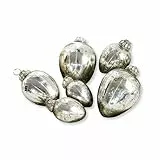 Loberon Osterei 6er Set Lacul, mit Strasssteinen verzierte Kappe, Deko-Eier aus Bauernsilber, Ostern, Osterschmuck, Osterdeko, Glas, Eisen, antiksilber