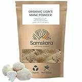 Bio Löwenmähne Pilzpulver von Samskara | 100% natürliches Hericium Erinaceus | Fokus, Konzentration und Gedächtnis | Beruhigend und entspannend | Cremiger, milder Geschmack und Farbe | 100g Packung