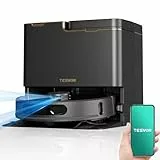 Tesvor Saugroboter x8 Ultra mit Wischfunktion+Hebarem Wischmopp 8000 Pa Saugkraft Wischmopp 45° Heißwasser-Moppwäsche Auto-Entleerung/Wasch/und Trocknungsfunktion All-in-One-Dock