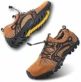 VTASQ Herren Wanderschuhe Sportsandale Outdoor Sommer Hiking Sandale Atmung Mesh Trekkingschuhe Leichte Barfußschuhe Anti-Rutsch Atmungsaktiv Schnell Trocknend Braun 46 EU