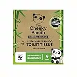 The Cheeky Panda Bambus Toilettenpapier - 9 Rollen ungebleichtes Toilettenpapier | Plastikfreie Verpackung und nachhaltiges Toilettenpapier | 100% kompostierbar