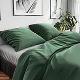 Wolkenfeld Bettwäsche 155x200 Baumwolle – Set mit Kissenbezug 80x80 – Atmungsaktiv, Hautfreundlich & Pflegeleicht – Ganzjahres-Bettwäsche mit Reißverschluss, Oeko-TEX – Wald Grun