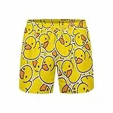 KSLIDS Herren-Badehose mit Kompressionsfutter, 2-in-1-Badeshorts, 12,7 cm Schrittlänge, schnell trocknend, Strand-Shorts, Ente 1, L
