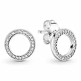 PANDORA Logo Ohrstecker Sterling Silber, Cubic Zirkonia 290585CZ