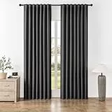 Joydeco Vorhänge mit Verdeckten Schlaufen 2er Set,H 228 x B 167 Dunkelgrau Verdunkelung Blickdicht Lang Vorhang Stangendurchzug Polyester Gardinen Blackout Curtains Schlafzimmer Wohnzimmer