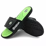 HEVA Slide Badeschuhe Herren Sommer Sandalen (44 EU Schwarz/Grün)