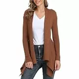 Dilgul Cardigan Damen Strickjacke Langarm Strickmantel Lang Pullover Open Front Unregelmäßiger Saum