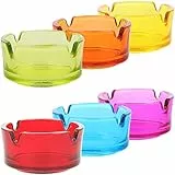com-four® 6x kleine Aschenbecher aus Glas - klarer Glasaschenbecher für Zigaretten - Ascher für Privat und Gastronomie - aus 4 mm dickem Glas [Auswahl variiert] (06 Stück - Ø 7 cm bunt)
