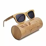 Ynport Bambus-Sonnenbrille für Herren/Damen, klassisches Design, mit Holz beschichtet, Vintage-Stil, Floating Eyewear (grau 853)