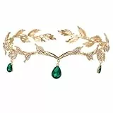 Qaestuan Elfen Kopfschmuck, Vintage Grün Strass Diademe Stirnband, Bußgeld Elfen Krone, Einstellbar Hochzeit Braut Diadem, für Cosplay, Hochzeiten und Karnevalsveranstaltungen