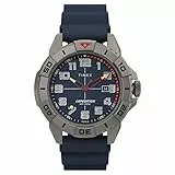 Timex Expedition North Herren-Armbanduhr, 42 mm, blaues, zweiteiliges Silikonarmband, blaues Zifferblatt, Titangehäuse TW2V40800