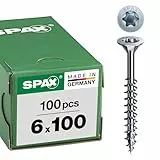 SPAX Universalschraube, 6 x 100 mm, 100 Stück, Teilgewinde, Senkkopf, T-STAR plus T30, 4CUT, WIROX - 0191010601005