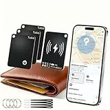 Smart Air Tracker Card (Schwarz-4 Pack), Wallet Tracker Karte kompatibel mit Apple Wo ist? APP (NUR iOS), Bluetooth Finder mit drahtloser Aufladung, IP68 Wasserdicht, mit Schlüsselring/Nylon Lanyard.