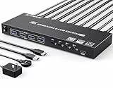 KVM Switch HDMI 4 Port 4K@60Hz 2K@120Hz Simulation EDID,MLEEDA HDMI USB Switch für 4 PC teilen sich 1 Monitor und 4 USB 3.0 Port, mit Desktop Controller und KVM Kabeln
