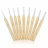 9 Stück Häkelnadel-Set Holz Häkelnadeln, Häkelnadel für Arthritische Hände, Ergonomischer Holzgriff zum Häkeln Häkelset für Anfänger (2,0-6,0 mm)