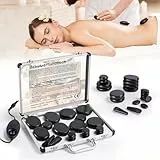 Ricyea Hot Stone Massage Set, Lavasteine für Massage, 21 Stück Basalt Massagesteine im Wärmegerät Tragbar, Einstellbare Temperatur, geeignet für Privatanwender, Spa, Massagetherapy & Entspannung