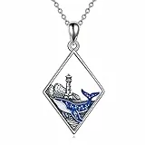YAFEINI Wal Halskette Damen Sterling Silber Ozean Ketten Leuchtturm Schmuck Wal Geschenk für Mädchen Herren