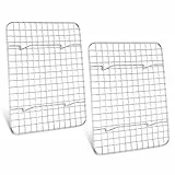 HaWare Abkühlgitter 2er Set, Kleine Edelstahl Kuchengitter Auskühlgitter, Rechteckig Backgitter für Backen/Kühlen/Braten/Grillen, 24,8x19x2cm, Spülmaschinenfest