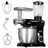 MPM Planetarische Küchenmaschine MRK-24 - Multifunktional Mixer Küche 4,5l - Küchengeräte Vielseitig Einsetzbar 1400W - Zwei Schüsseln - Inklusive Fleischwolf und Mixer