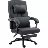 Dowinx Chefsessel - Ergonomischer Bürostuhl mit Fußstütze, Verstellbare Lendenwirbel & Kopfstützen, Stoff, Hohe Rückenlehne, 150 KG (Schwarz)