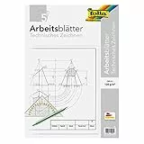 folia 8203/5 - Zeichenpapier, Block mit Arbeitsblättern für technisches Zeichnen, DIN A3, 5 Blatt, 120 g/qm, weiß, mit Vordruck