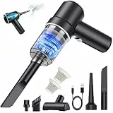 Zabatoco Handstaubsauger Akku Kabellos,9000Pa Aufladbar Tragbar Leicht Akkustaubsauger mit HEPA-Filter, 2-in-1Mini Staubsauger Gebläse Für Auto, Haustier, Zuhause,Tierhaare(Schwarz)