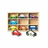 Melissa & Doug Holzauto-Set, Holzspielzeug und Eisenbahnen, Lastwagen und Fahrzeuge, ab 3 Jahren, Geschenk für Jungen oder Mädchen