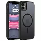 ORDA für iPhone 11 Hülle 6.1 Zoll Kompatibel mit MagSafe,Magnetisch Handyhülle für iPhone 11 Case Durchscheinende Matt Rückseite Dünn Stoßfest Schutzhülle Schwarz