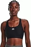Under Armour Damen UA Authentics Mid Padless, Sport BH mit mittlerer Unterstützung, schweißableitender ohne Polster, Schwarz
