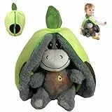 KUWUNG Atmendes Kuscheltier Esel, 32cm Herzschlag Plüsch Esel mit Atmung, Musik und Lichtern, Weiches Erdbeer Avocado Plüschtier Puppe, Kuscheltier Atmet Esels zum Linderung Angstzuständen (Grün)