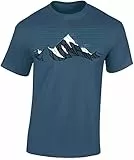 Baddery Wander Tshirt Herren : Bergwind - Kletter T-Shirt Männer - Geschenk für Wanderfreunde - Bergsteiger Ausrüstung (Denim Blue XL)