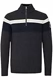 FQ1924 Edvin Herren Strickpullover Troyer Grobstrick Pullover mit Stehkragen, Größe:L, Farbe:Charcoal Mix (200278)