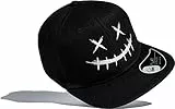 Baddery Kinder Cap : Scary Smile - Glow in The Dark - Leuchtende Kappe - Cappy Jungen Mütze (Schwarz)