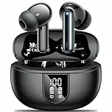 Bluetooth Kopfhörer AOVOCE Kopfhörer Kabellos Bluetooth in Ear 5.3 mit 4 ENC Noise Cancelling Mic LED Anzeige Hi-Fi Stereo Bass 40 std Spielzeit IPX6 Wasserdicht Ohrhörer Sport für iOS Android Schwarz