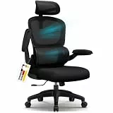 Aiidoits Bürostuhl, Bürostuhl Ergonomisch, Schreibtischstuhl mit Segmentierter Rückenlehne, Adaptiver Lendenstütze und 90°klappbaren Armlehnen, Schreibtischsessel Neigbar bis 135°, Office Chair