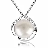 B.Catcher Perle Halskette Kette Damen Anhänger 925 Silber Schmuck Herzsprache Set Süßwasserperlen 45cm Kettenlänge Valentinstag Geschenk