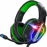Fachixy FC200 Gaming Headset für PS4, PS5, PC, Xbox, Nintendo Switch, Gaming Headset mit Kabel und RGB Licht, Stereo Surround Kopfhörer mit Mikrofon, Noise Cancelling Headphones - GRÜN